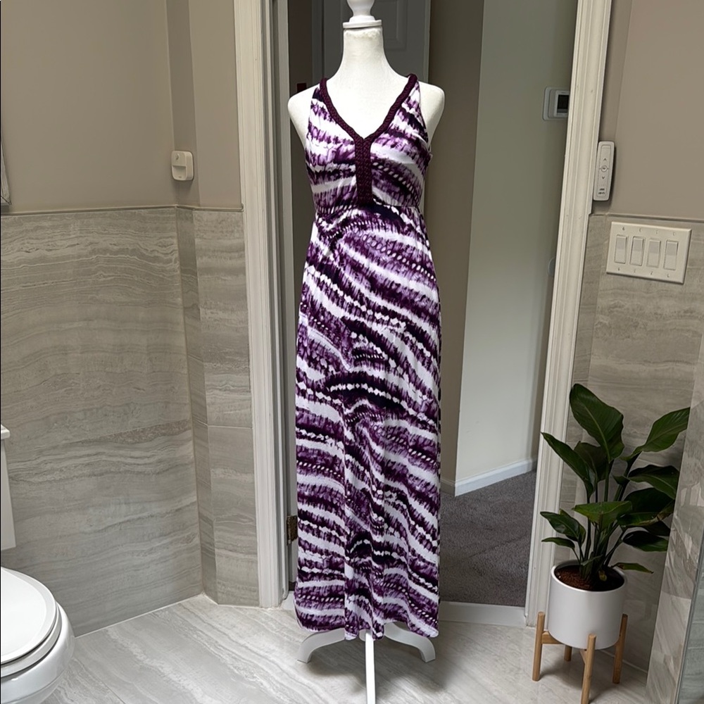 Soma Purple and White Halter Sundress Maxi